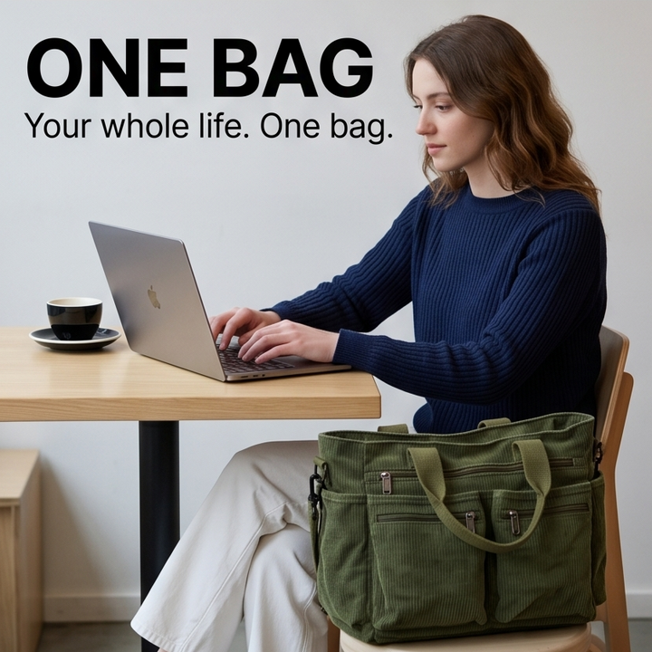 Lunavia™ - Corduroy Utility Tote with 6 Pockets