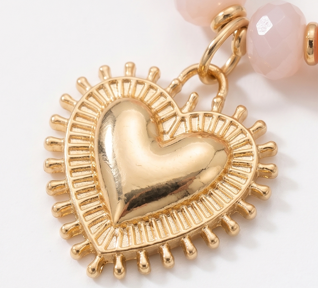 Lunavia™ – Pastel Bead Layered Necklace with Gold Heart**