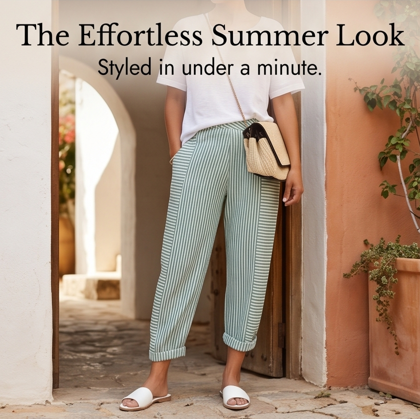 Lunavia™ – Striped Pants with Elastic Waist