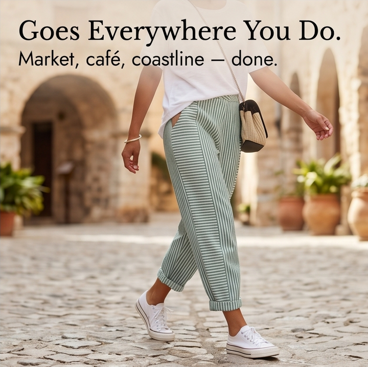 Lunavia™ – Striped Pants with Elastic Waist