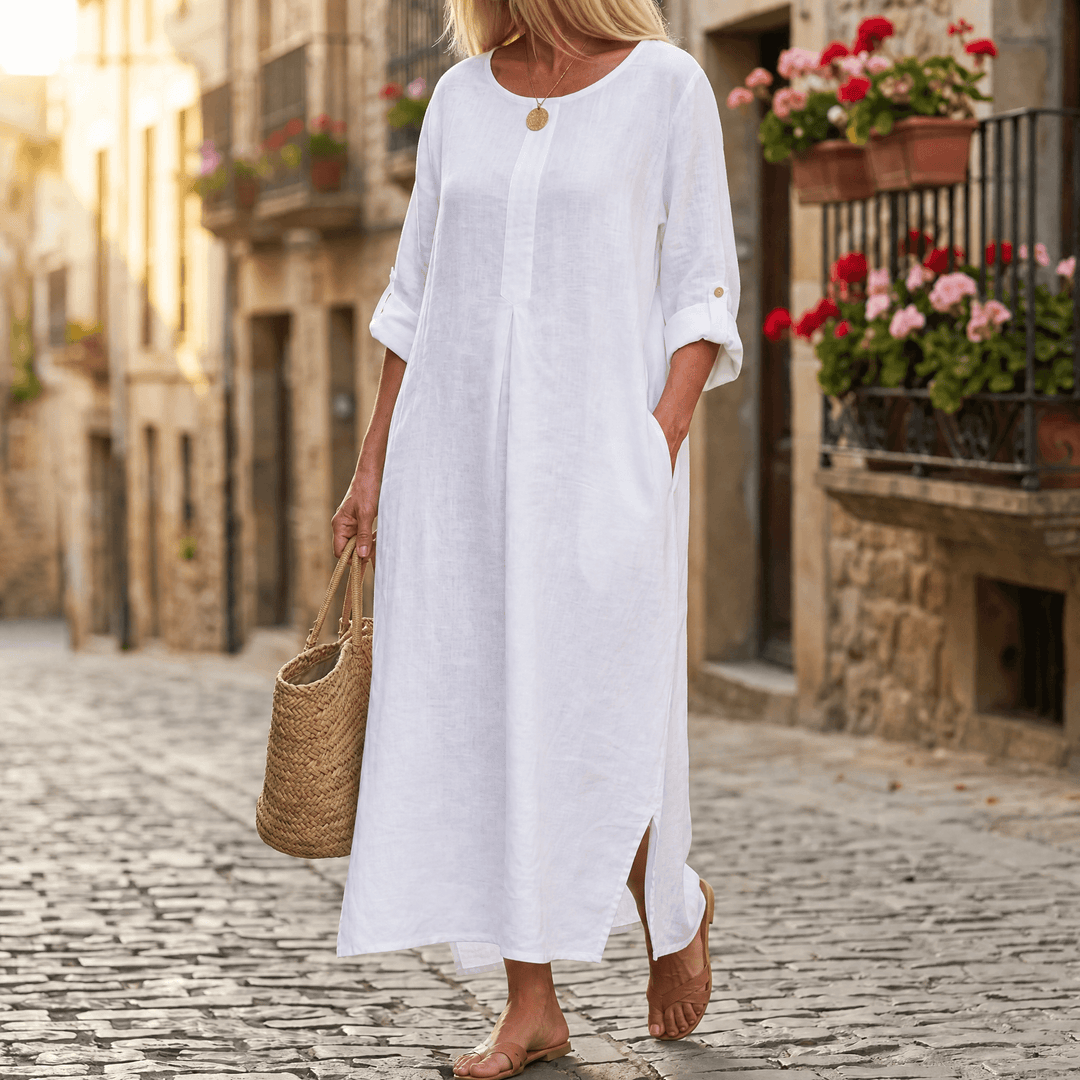 Lunavia – Women's Flowy Linen-Style Maxi Dress