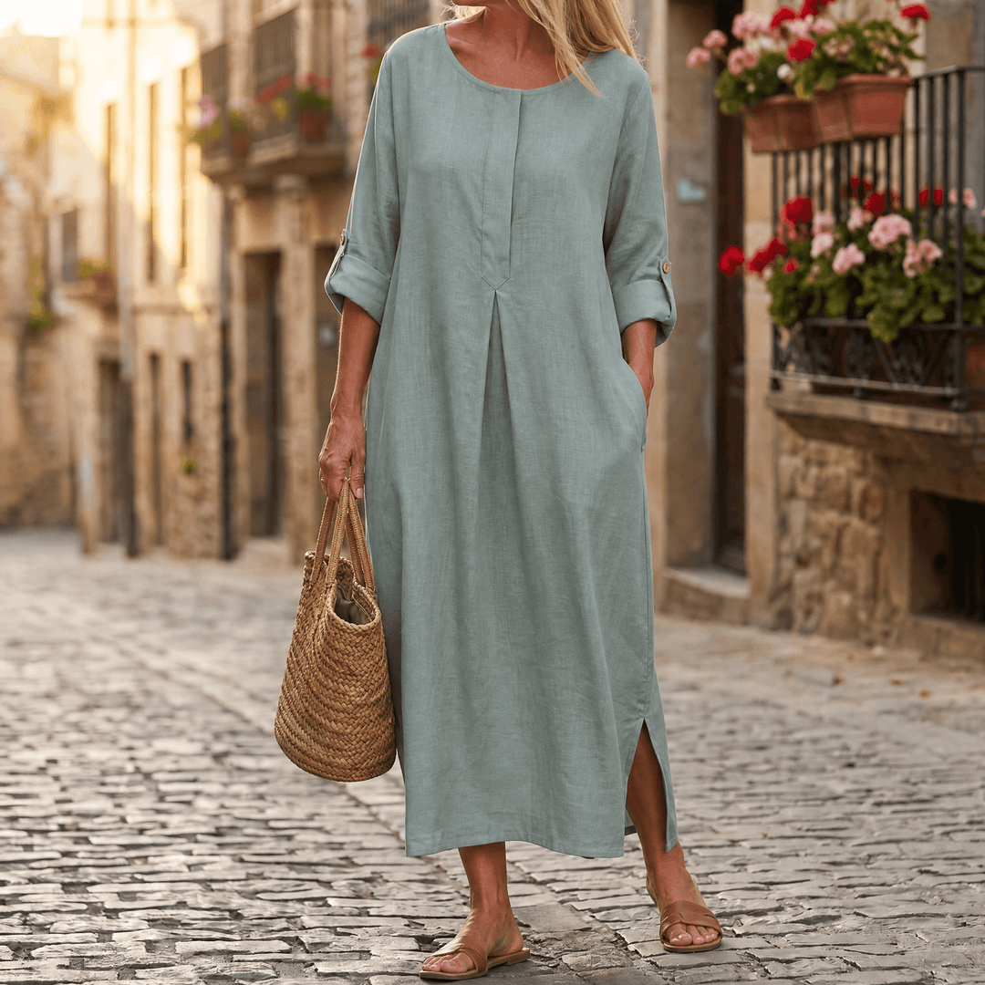 Lunavia – Women's Flowy Linen-Style Maxi Dress – Lark & Clover