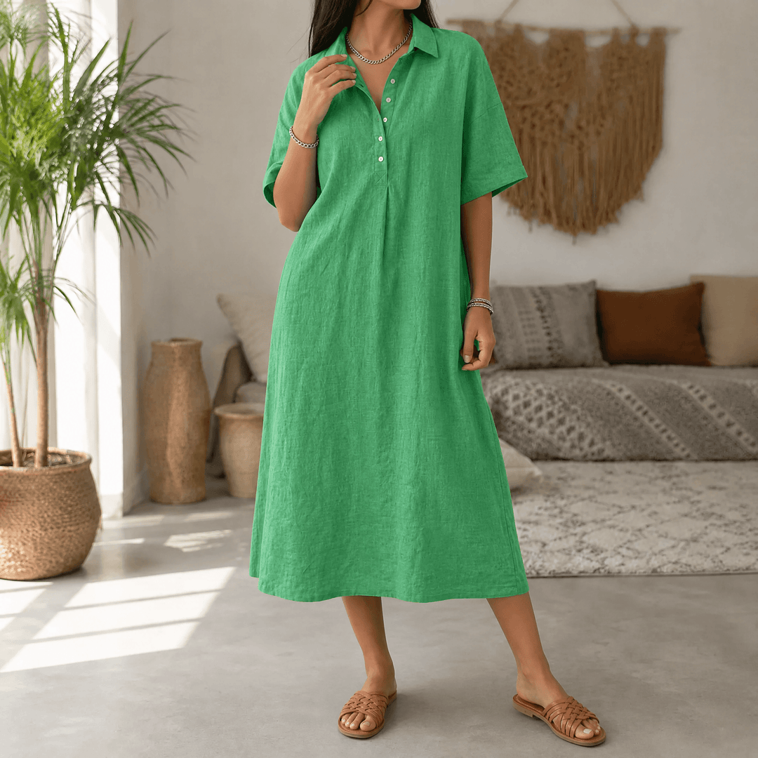 Lunavia – Women's Linen Polo Midi Dress – Lark & Clover