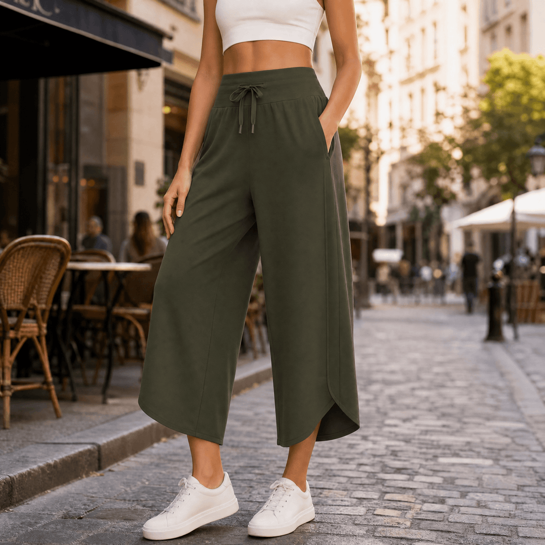 Lunavia – Women's Wide-Leg Tulip-Hem Capri Pants with Pockets Lunavia – Women's Wide-Leg Tulip-Hem Capri Pants with Pockets