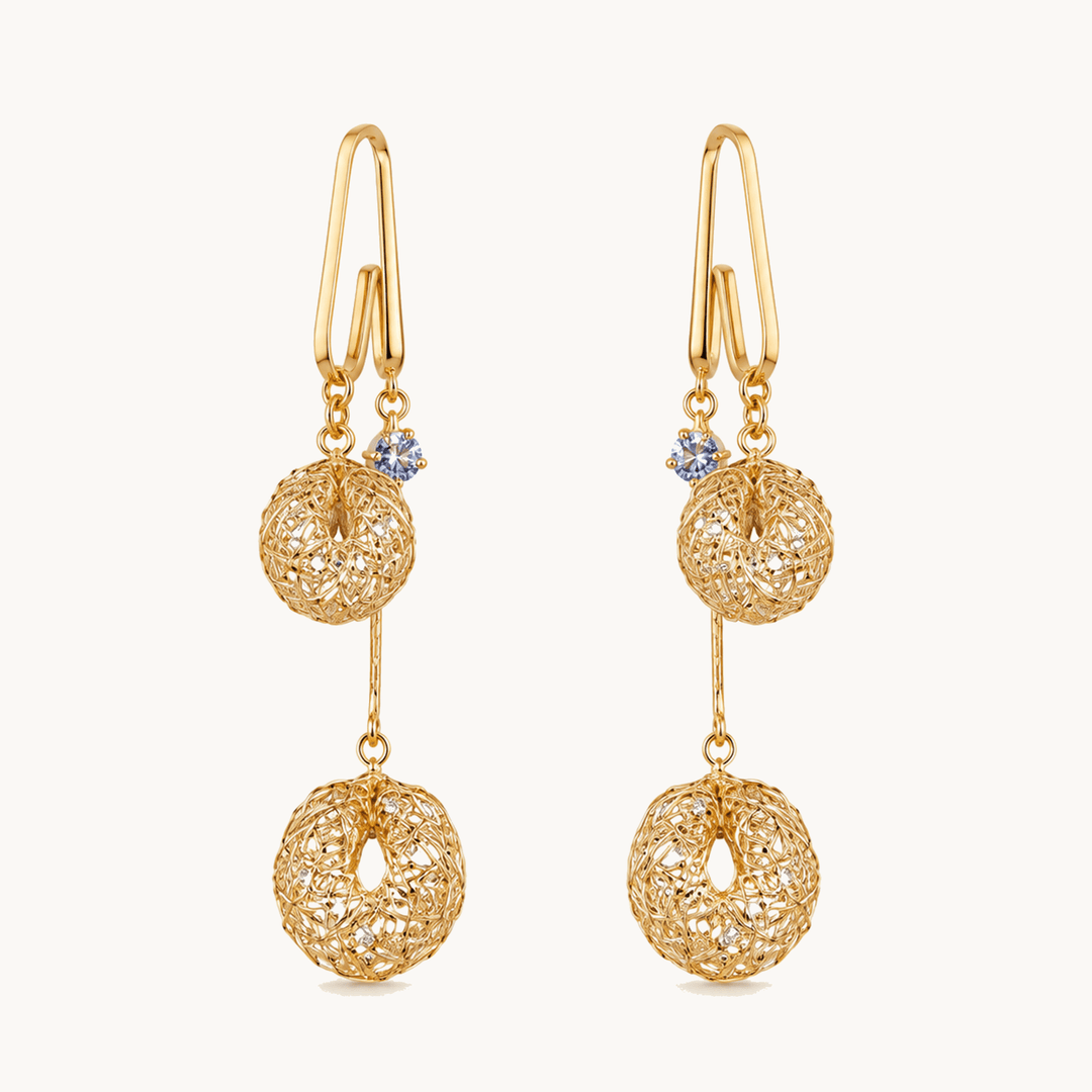 Lunavia™ – Woven Gold Crystal Drop Earrings Gold