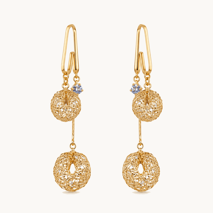 Lunavia™ – Woven Gold Crystal Drop Earrings Gold