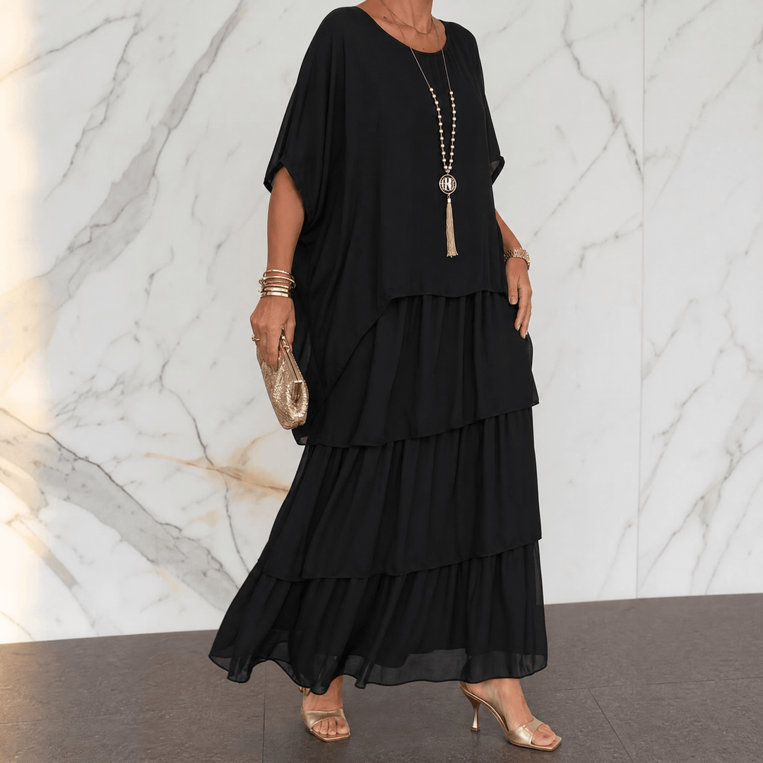 Marella™ – Elegant Tiered Dress for Events Black / S