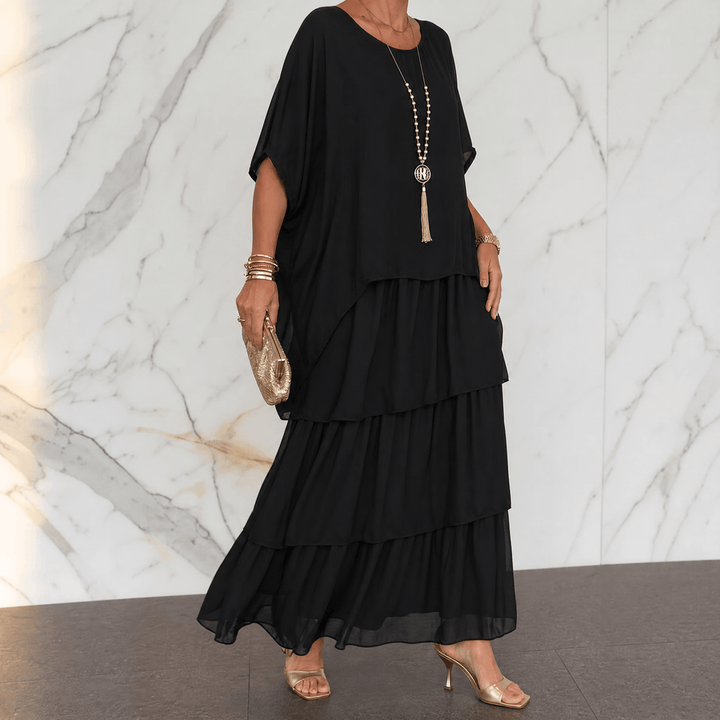 Marella™ – Elegant Tiered Dress for Events Black / S
