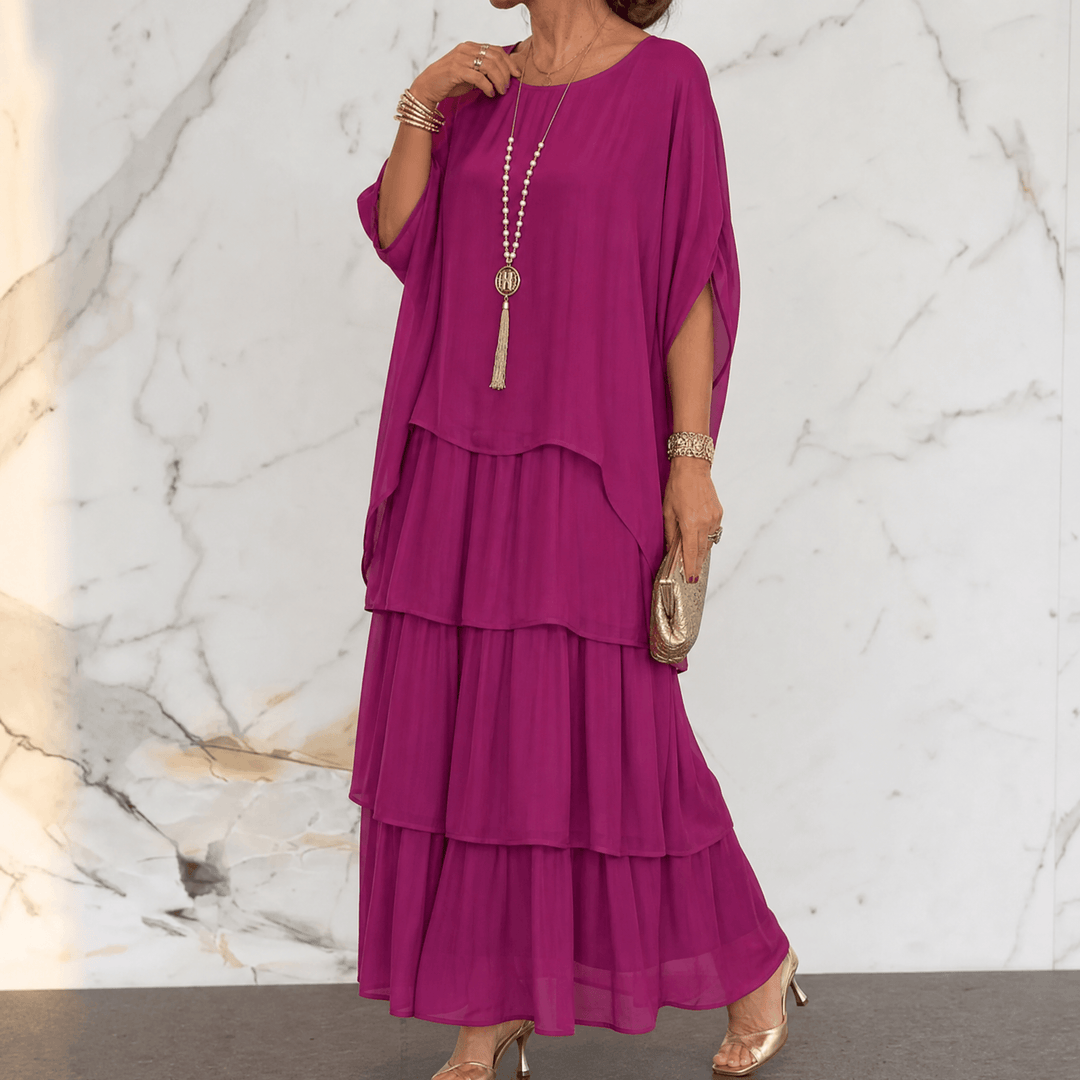 Marella™ – Elegant Tiered Dress for Events Magenta / S