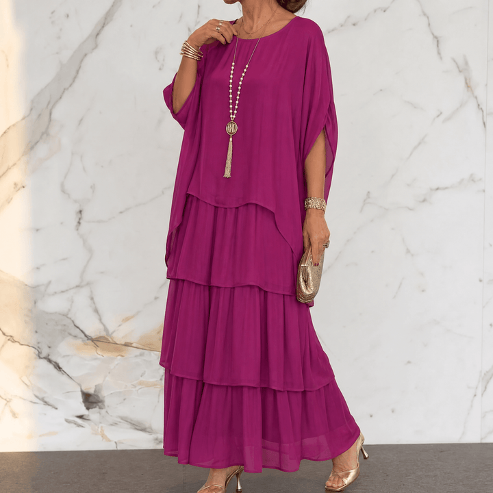 Marella™ – Elegant Tiered Dress for Events Magenta / S