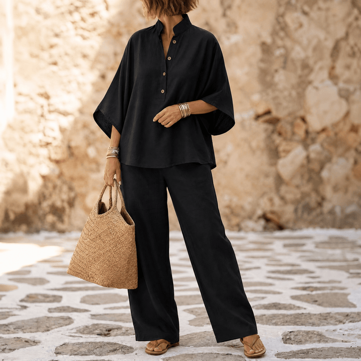 Marelle™ Breezy Linen Two-Piece Set for Warm Days Black / S
