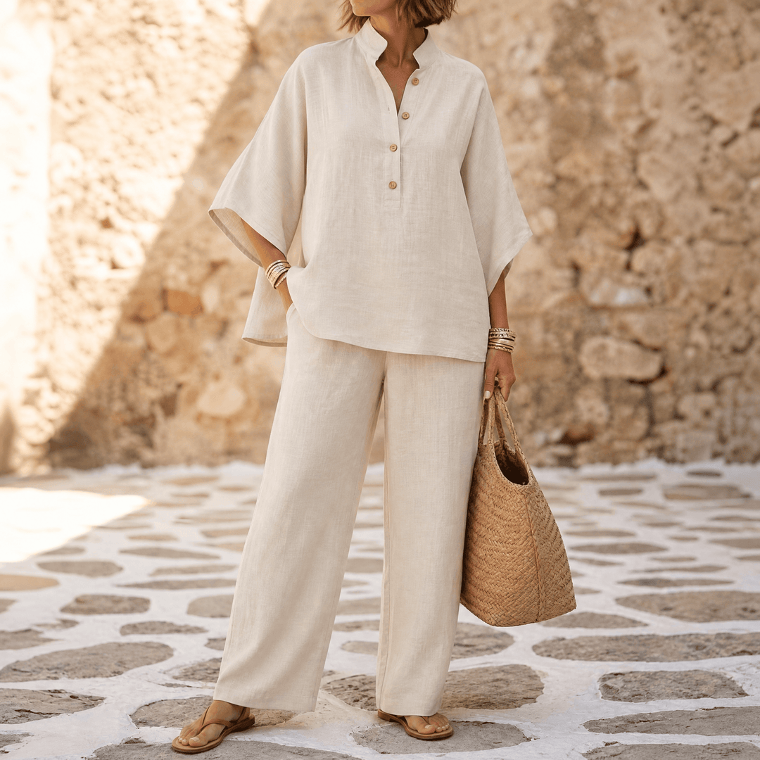 Marelle™ Breezy Linen Two-Piece Set for Warm Days Cream / S