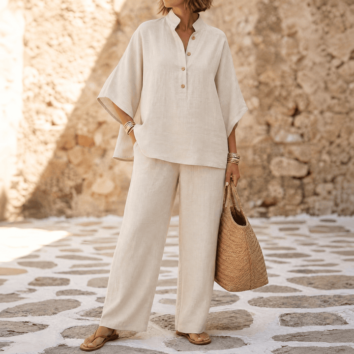 Marelle™ Breezy Linen Two-Piece Set for Warm Days Cream / S
