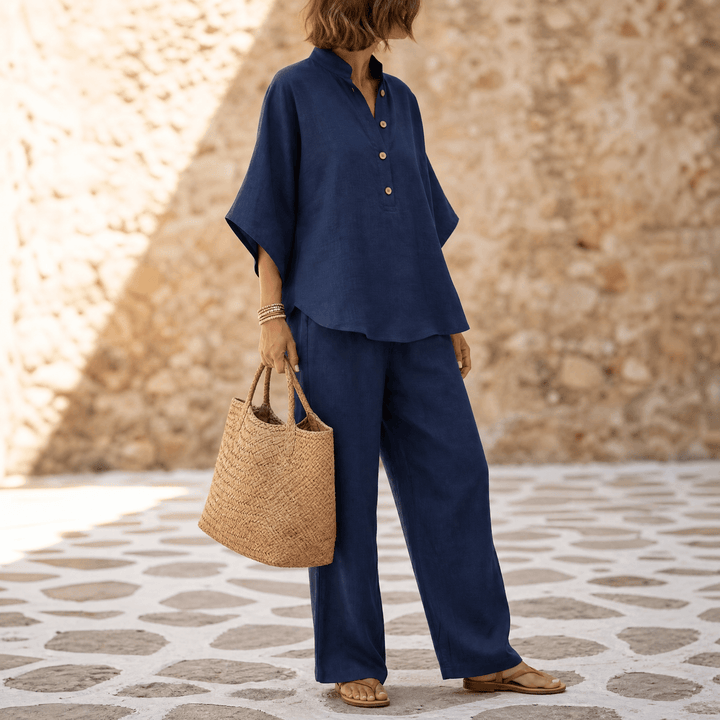 Marelle™ Breezy Linen Two-Piece Set for Warm Days Navy / S
