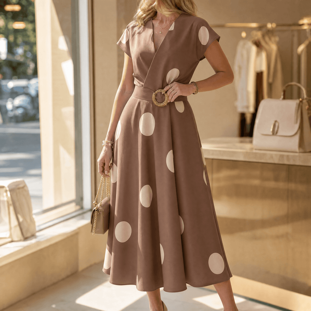 Marlowe – Belted Polka Dot Midi Dress