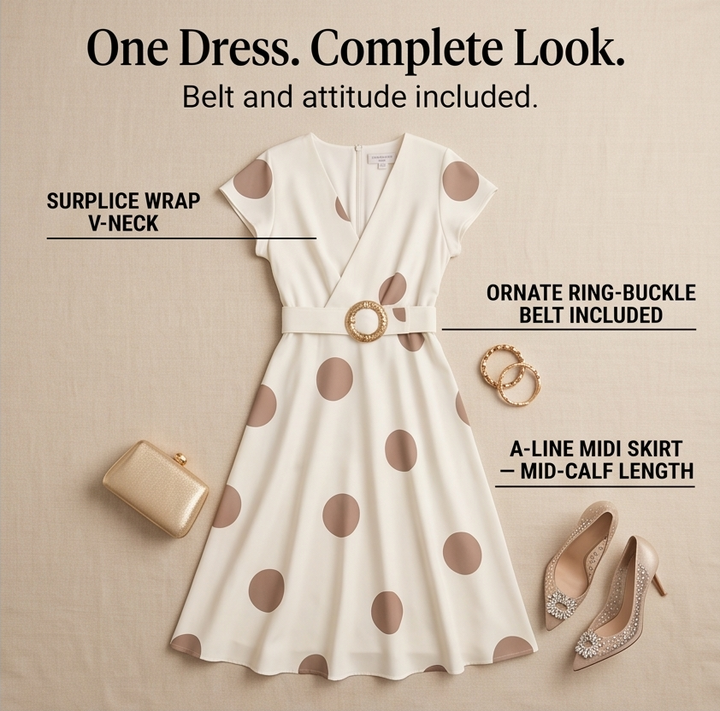 Marlowe™ – Belted Polka Dot Midi Dress