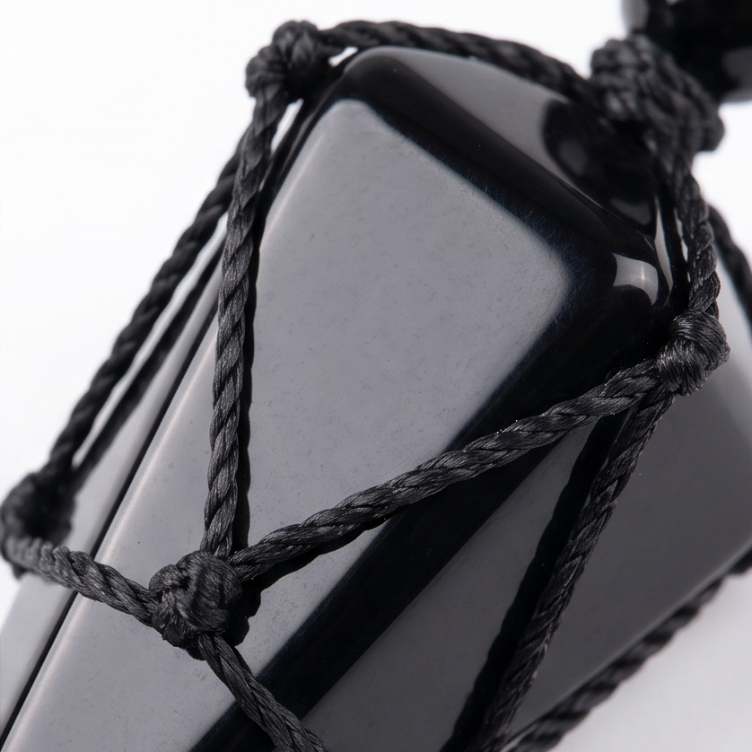 Noctera™ – Macramé-Wrapped Obsidian Pendant