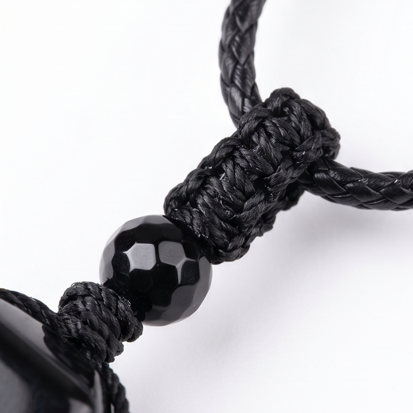 Noctera™ – Macramé-Wrapped Obsidian Pendant