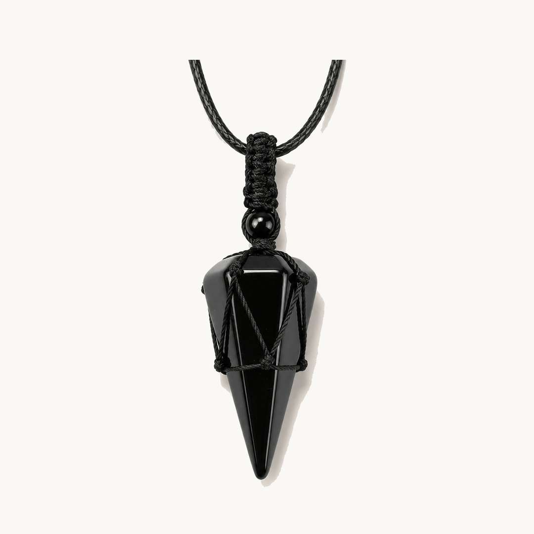 Noctera™ – Macramé-Wrapped Obsidian Pendant