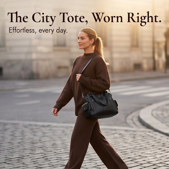Noirvere™ — Slouchy Vegan Leather City Tote