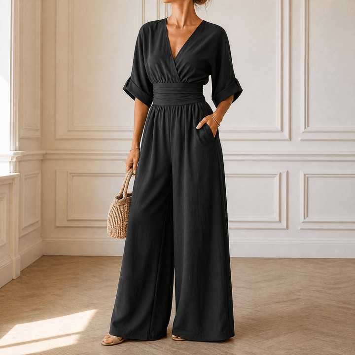 Olyara™ – Elegant Wrap Jumpsuit Black / S
