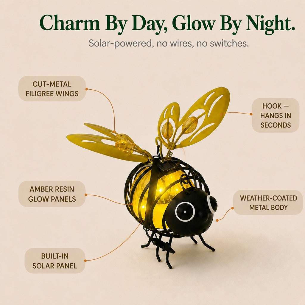 Beeloom – Solar Hanging Bee Lamp for Garden – Lark & Clover