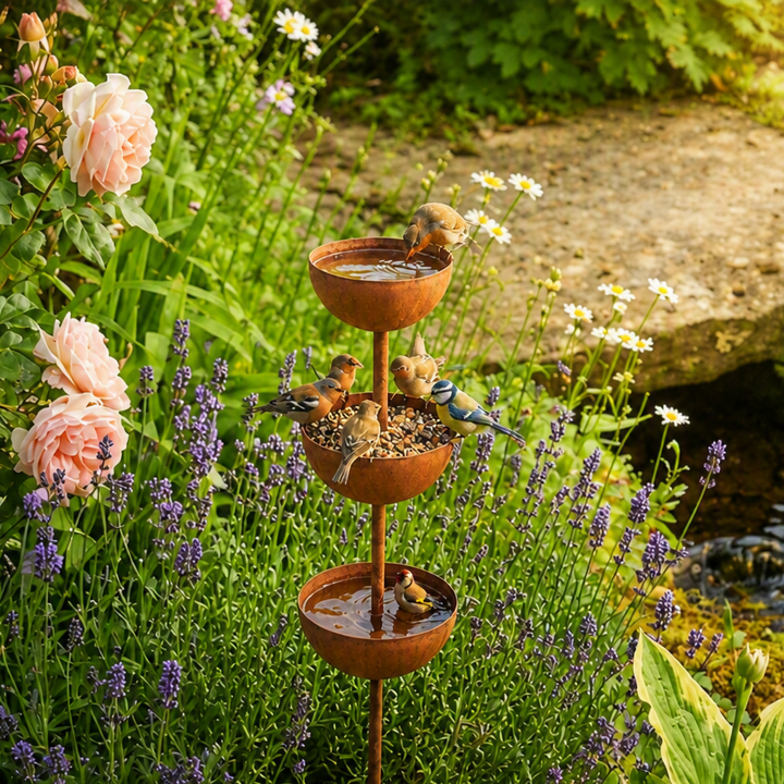 Birdwell™ – Rustic Copper Bird Bath Garden Stake