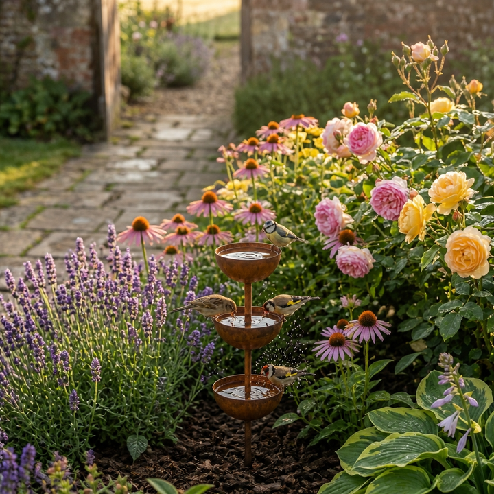 Birdwell™ – Rustic Copper Bird Bath Garden Stake