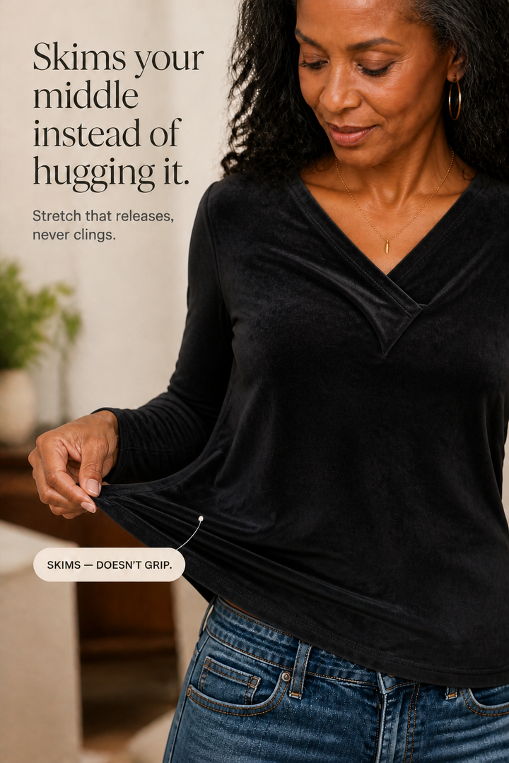 Shimmervelle – Shimmer Knit V-Neck Top