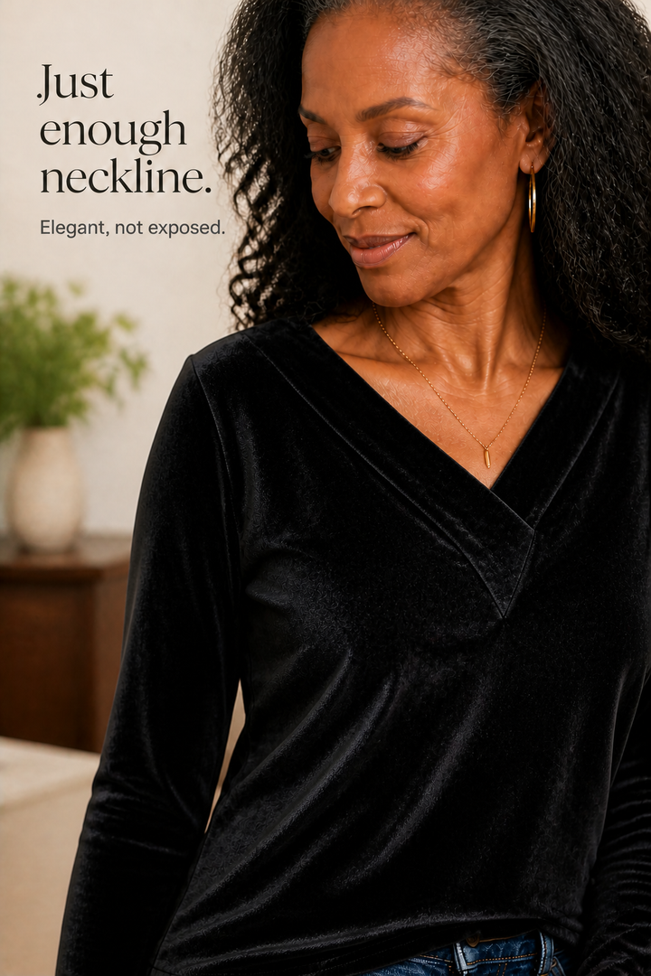 Shimmervelle – Shimmer Knit V-Neck Top