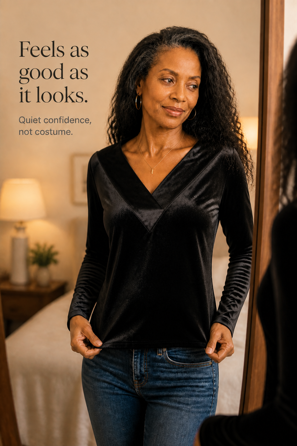 Shimmervelle – Shimmer Knit V-Neck Top