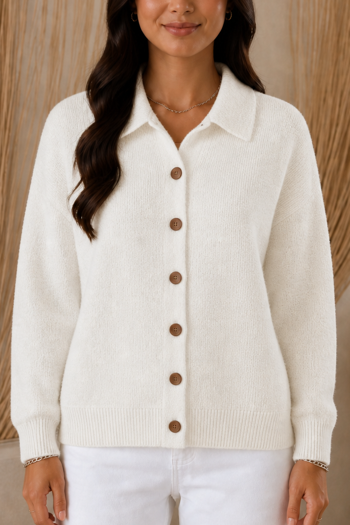 Softshirt – Knit Collared Button-Down Cardigan