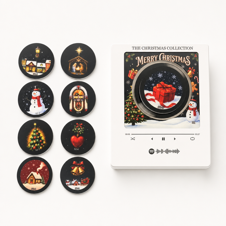 Carolena – 9-Song Musical Christmas Vinyl-look Fridge Magnet Set