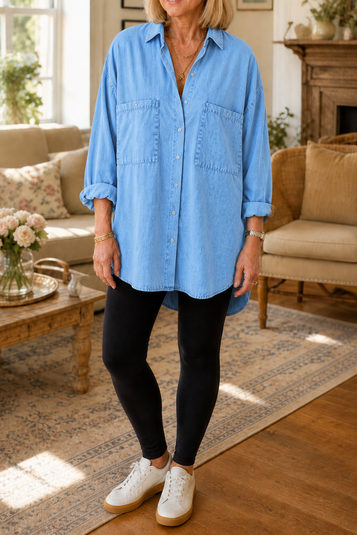 Wearbella – Oversized Soft Chambray Denim Shirt
