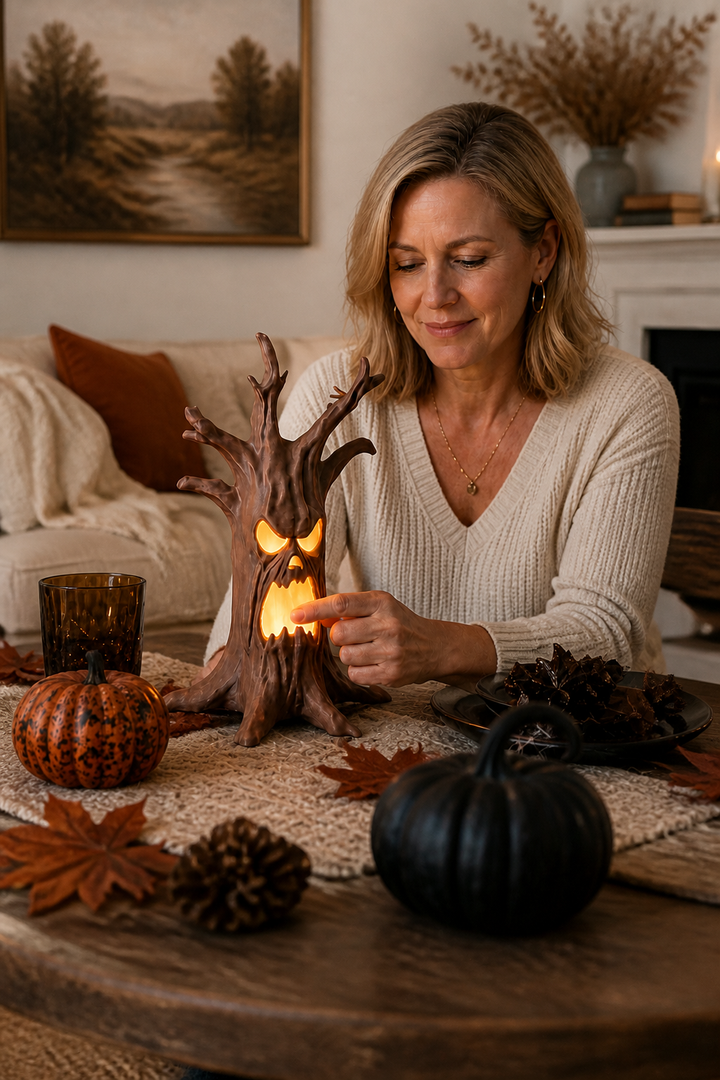 Hollowyn – Carved Face Glow-Through Tree Trunk