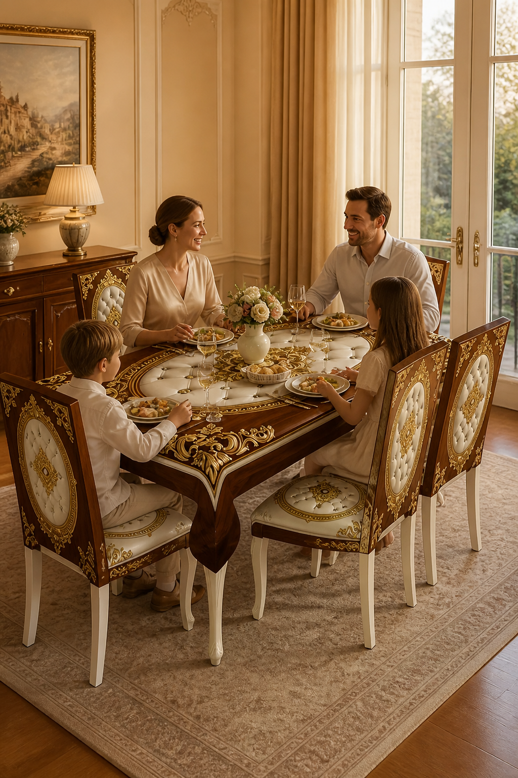 Tavolara – Ornate Embossed Tablecloth And Chair Cover Set