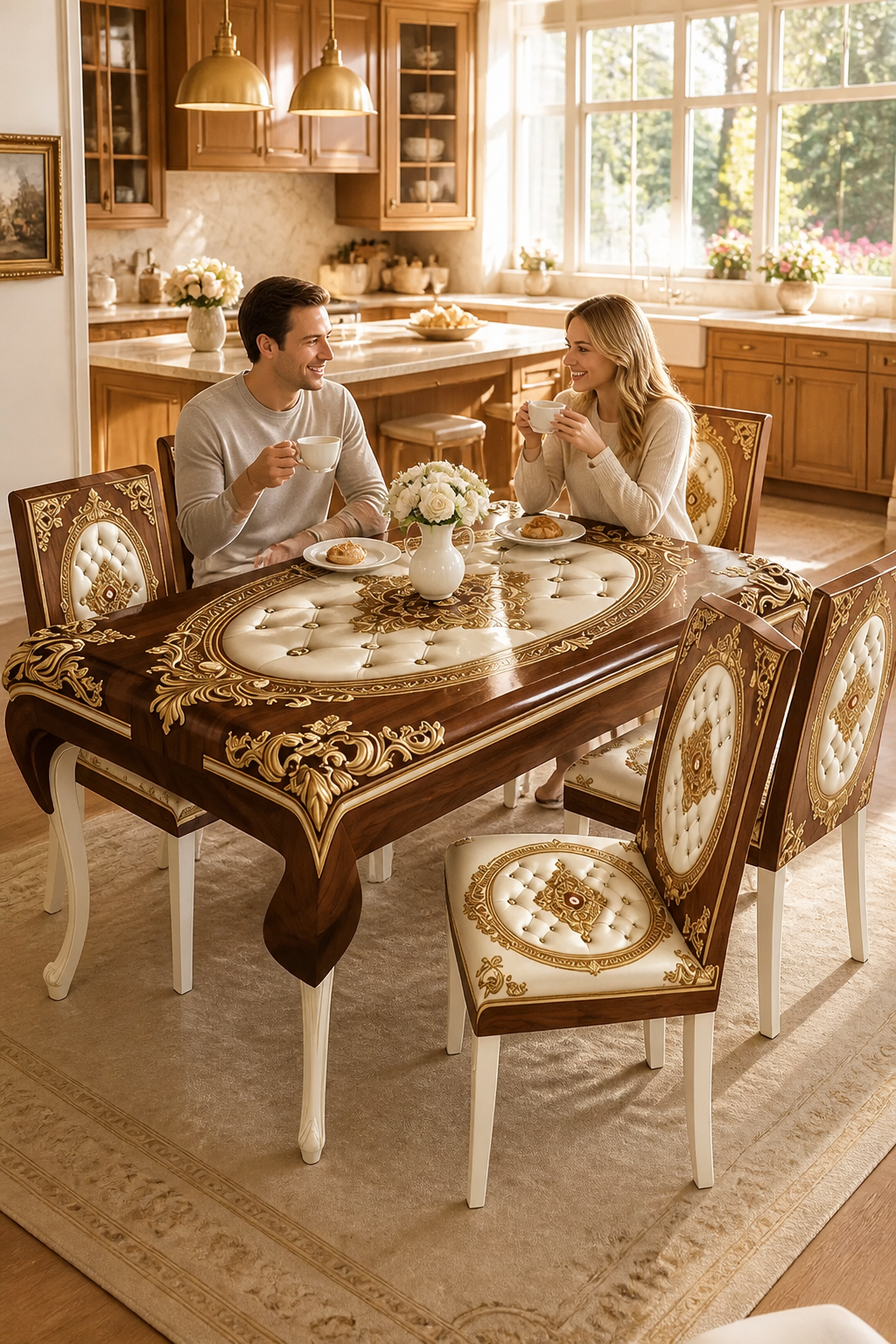 Tavolara – Ornate Embossed Tablecloth And Chair Cover Set