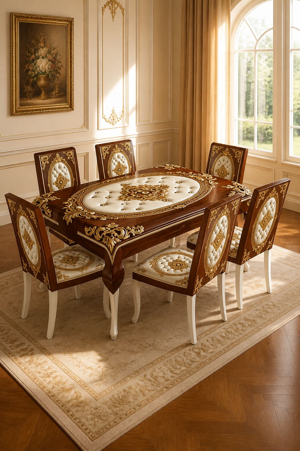 Tavolara – Ornate Embossed Tablecloth And Chair Cover Set
