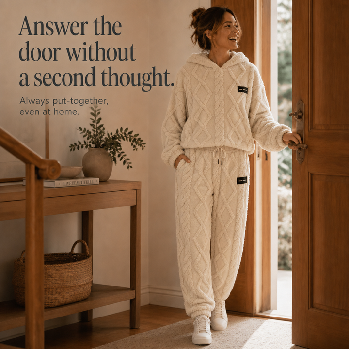Cloudwarm – Textured Fleece-Look Hoodie And Pants Set