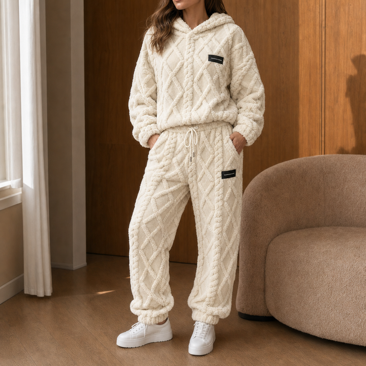 Cloudwarm – Textured Fleece-Look Hoodie And Pants Set
