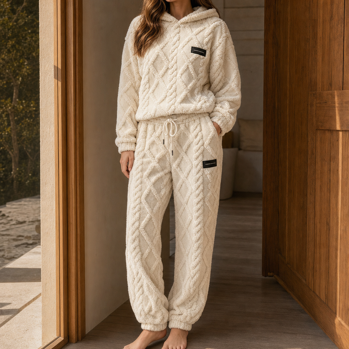 Cloudwarm – Textured Fleece-Look Hoodie And Pants Set