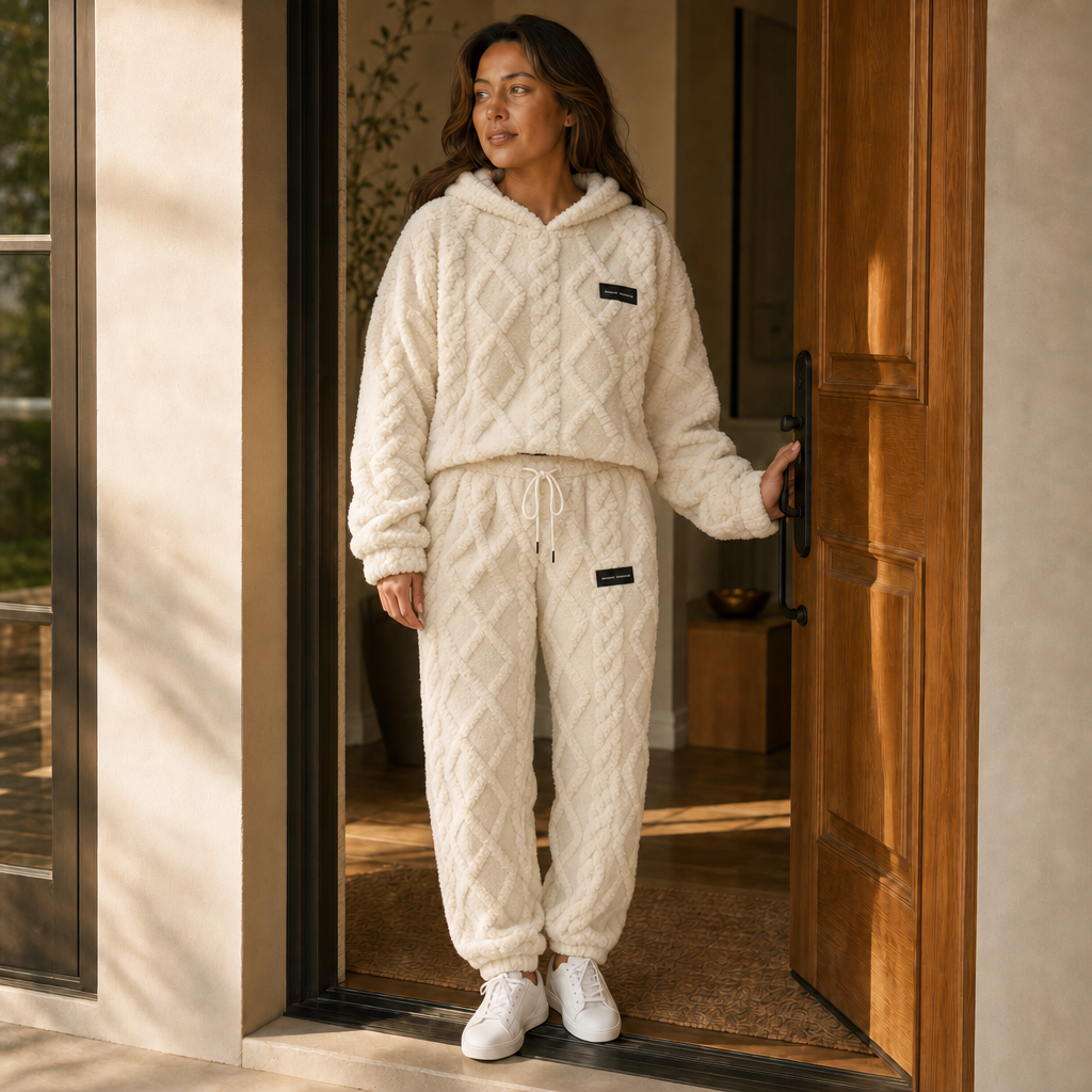 Cloudwarm – Textured Fleece-Look Hoodie And Pants Set