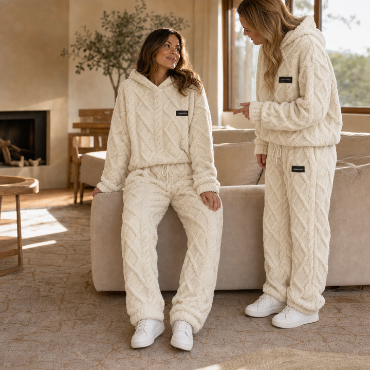 Cloudwarm – Textured Fleece-Look Hoodie And Pants Set