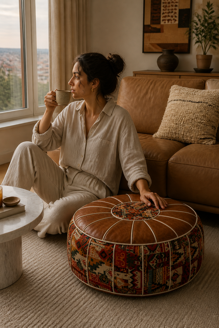 Stashly – Fillable Faux Leather Storage Pouf Ottoman