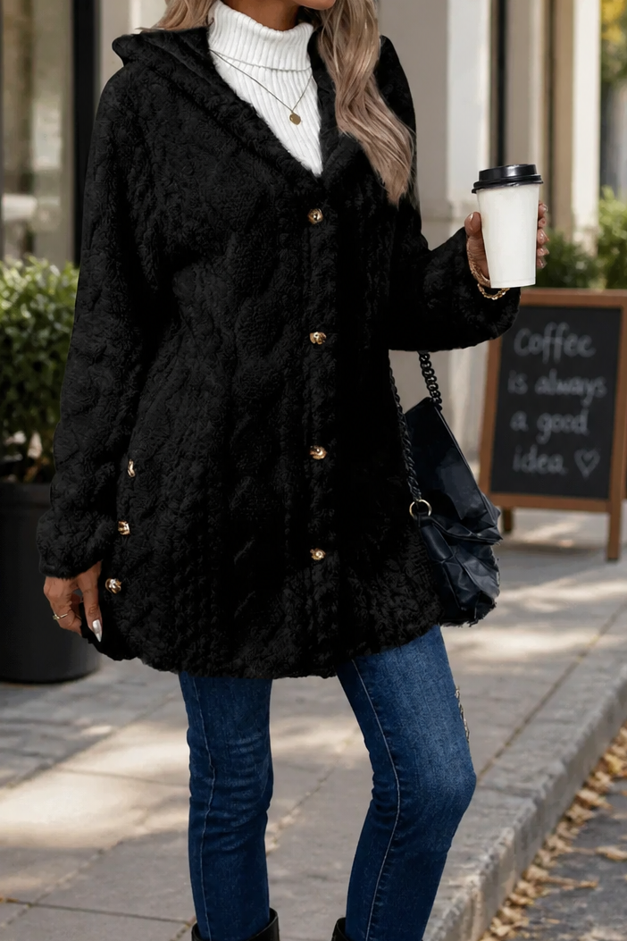 Cinchwarm – Cable-Knit Hooded Long Cardigan