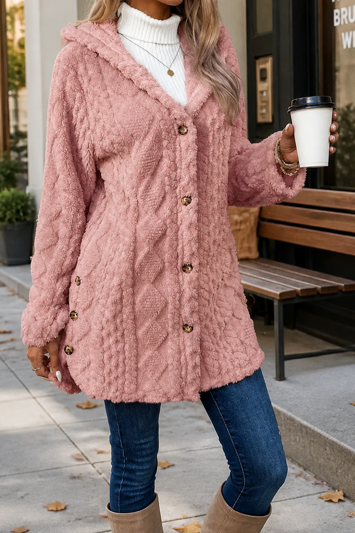 Cinchwarm – Cable-Knit Hooded Long Cardigan