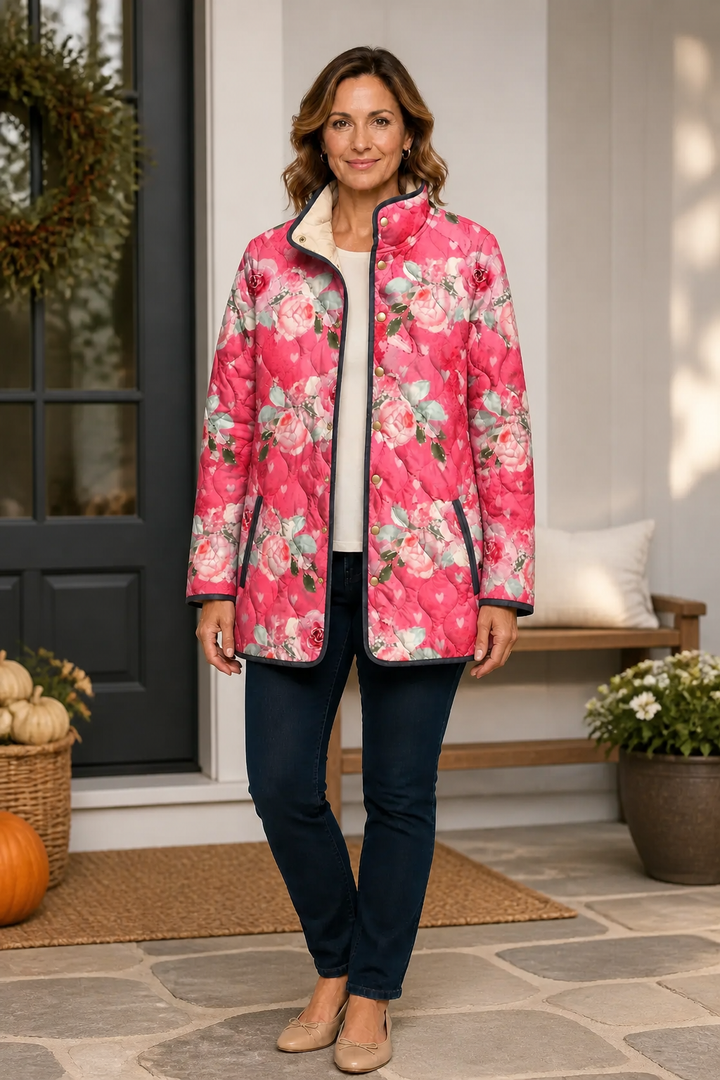 Wearbella – Floral Print Quilted Puffer Jacket
