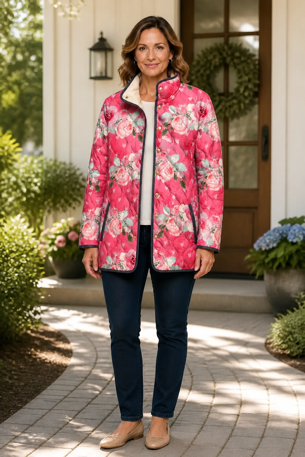 Wearbella – Floral Print Quilted Puffer Jacket