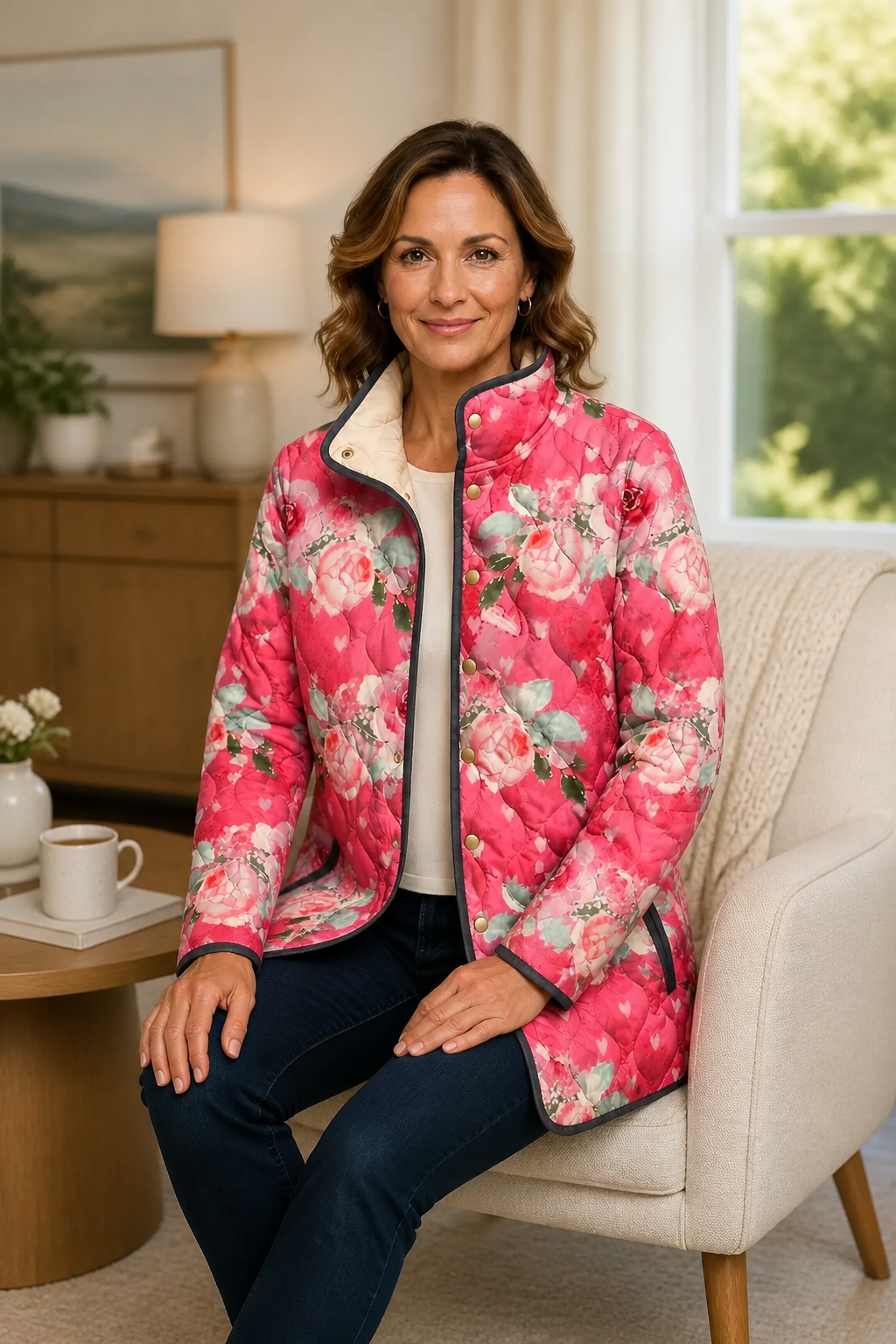 Wearbella – Floral Print Quilted Puffer Jacket