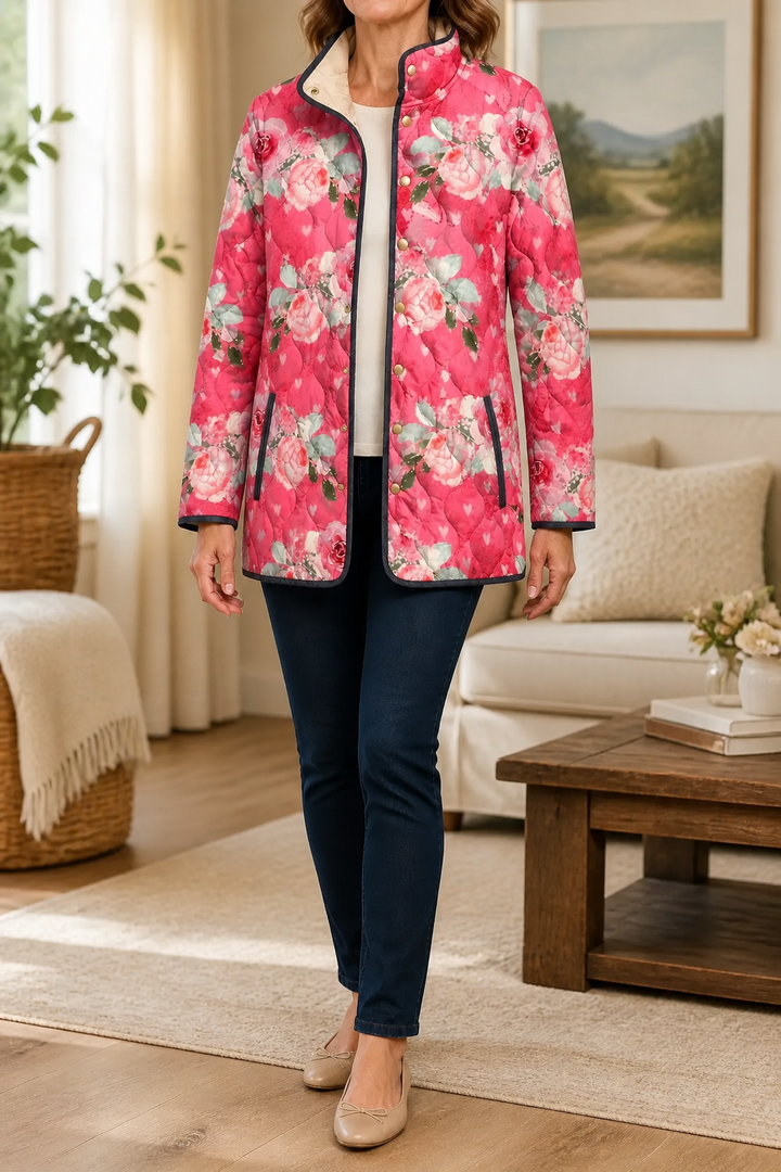 Wearbella – Floral Print Quilted Puffer Jacket